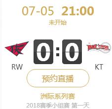英雄联盟2018洲际赛正在直播RW vs KT