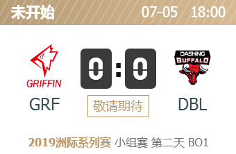 英雄联盟2019洲际赛正在直播 GRF vs DBL